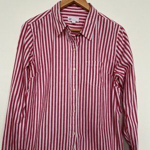 Gap Factory Fitted Boyfriend Shirt Red/White Large